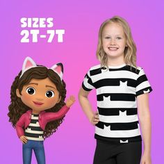 Gabby's Striped Shirt From Gabby's Dollhouse sizes - Etsy Gaby Dollhouse Birthday Outfit, Gabby’s Dollhouse Costume, Gabbys Dollhouse Birthday Shirt, Gabbys Dollhouse Outfit, Gabby Dollhouse Costume, Fish Birthday, Gabby Dollhouse, Kitty Makeup, Sixth Birthday