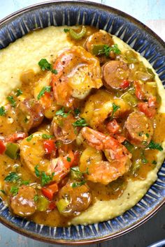 The BEST Shrimp and Grits Recipe - Etsy Shrimp And Grits With Andouille Sausage Gravy, Shrimp And Grits With Andouille Sausage, Shrimp And Sausage Recipes, Sausage And Grits, Sausage Grits, Fried Lobster, Harissa Recipes