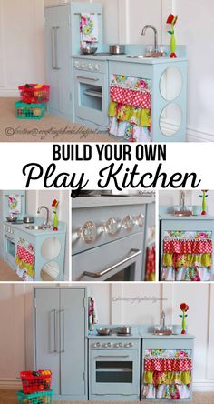 a play kitchen made out of an old toy stove and sink with the words build your own play kitchen