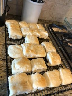 rolls cooling on a rack in the kitchen