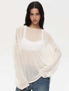 Features: Basic style Stretch: Slightly stretchy Material composition: 100% polyester Care instructions: Machine wash cold. Tumble dry low. Imported Size US Top Length Bust Sleeve Length S 2/4 25.6 41.7 19.3 M 6 26 43.3 19.7 L 8 26.4 44.9 20.1 Crochet Tee, Athleisure Trend, Girls High Top Sneakers, Sneakers Patterns, Air Max Women, Oversized Knitted Sweaters, Jewel Neck, Knitted Tshirt