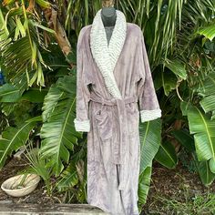 This Pretty Robe Is A Muted Lilac Gray Color. It Is Trimmed Around The Collar And Cuffs With A Silvery Faux Fur. Two Front Pockets. New With Tags. The Snuggle Is Real Sold On Amazon Amazon For 70. Pretty Robes, The Snuggle Is Real, Lilac Gray, Plush Robe, Lilac Grey, Sleepwear Robe, Purple Grey, Collar And Cuff, Women's Intimates