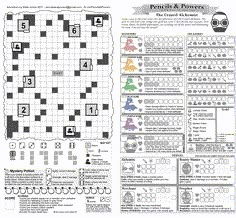 the crossword puzzle is shown with numbers and symbols for each player to complete their answers