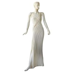 John Galliano Grecian Inspired Asymmetric Ivory Silk Chiffon Dress For Sale at 1stDibs Fitted Draped Silk Chiffon Evening Dress, Elegant Draped Silk Chiffon Evening Dress, Vintage Dior Dress, Christian Dior Dress, Vintage Evening Gowns, Dior Dress, Silk Chiffon Dress, Evening Gowns Elegant, Engagement Dresses