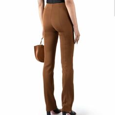 Nwot Good American High Rise Scuba In Chesnut Sz 3 14 Flat At Waist 33 Inch Inseam Zip Up Cuff Fitted Brown Pants For Workwear, Fitted Brown Straight Pants, Fitted High-waisted Brown Pants, Brown Fitted High-waisted Pants, Jumpsuit Trousers, Good American, Pant Jumpsuit, Zip Ups, High Rise