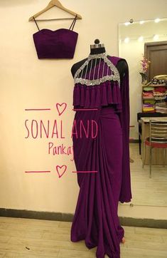 Saree With Cape, Stylist Saree, Wine Saree, Plain Sarees, Saree Jackets, Sari Design, Fancy Sarees Party Wear