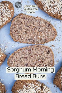 an image of some bread buns that are on a blue surface with the words sorghun morning bread buns