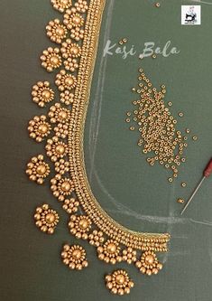 the beading is being worked on by a needle