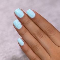 Light Blue Dip Nails, Blue Gel Nails, Light Blue Nails, Summer Gel Nails, Choppy Bob, Pale Turquoise, Blue Nail Polish, Nails Blue