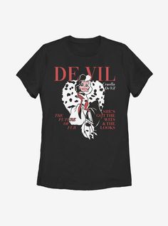 100% CottonWash cold; dry lowImportedListed in women's sizes Disney Vogue Shirt, Disney Villain Tshirts, Disney Cruella, Mickey Mouse Outfit, Mouse Outfit, Disney Themed Outfits, Disney Tees, 101 Dalmatians, Yellow Shoes