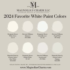 the white paint colors for magnolia's charm collection, which are available in many different shades