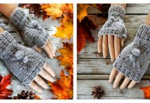 two pictures of gloves and autumn leaves