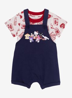 Get your little one ready for a snack run with this Sanrio overall set! Featuring a tee with an allover print of snacks inspired by Hello Kitty and friends  this set includes overalls with a printed design of the Sanrio characters. With adjustable button straps on the overalls and shirt  this outfit is perfect for your kiddo's next supercute adventure.A BoxLunch Exclusive!Organic cottonListed in infant sizesWash cold with like colors; lay flat to dryImported Sanrio Baby Clothes, Pandora Outfit, Hello Kitty Baby Clothes, Hello Kitty And Friends, Clothes Ideas, Sanrio Characters, Baby Things, Future Baby, Printed Design