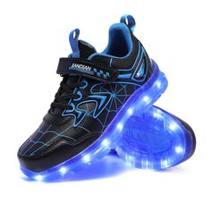 PRICES MAY VARY. Kids Light up Shoes: Our shoes are made of soft and comfortable fabric, with a non-slip sole. The LED lights are bright and colorful, change it as you like.Long press for 3 seconds to turn off the light. Spider upper Shoes : The shoes are designed with a spider pattern, which is very popular with boys. The LED lights are built-in, and the shoes will flash when press this buttom on the velcro. Light up Shoes for Boys Girls: The shoes have a USB interface, which can be charged with a mobile phone charger, computer, or power bank. Lasting 6-8 hours, per charge 2-3 hours (According to the actual different mode power consumption of the lamp).Please keep the battery on the inside of the shoe dry. Boys Light up Sneakers: The shoes with velcro are easy to put on and take off, and Happy Birthday Shoes, Galaxy Shoes, Light Blue Shoes, Spider Pattern, Light Up Sneakers, Led Shoes, Kids Light, Shoes For Boys, Light Up Shoes