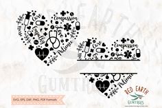 two heart shaped stencils with medical symbols