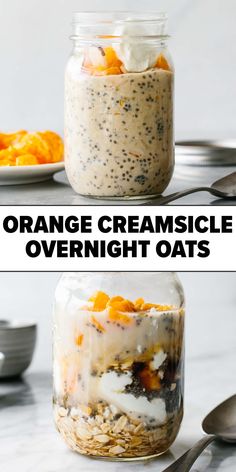 Orange creamsicle overnight oats Mandarin Overnight Oats, Orange Creamsicle Overnight Oats, Chocolate Orange Overnight Oats, Overnight Oats Orange, Breakfast With Oranges, Healthy Orange Recipes, Orange Breakfast Recipes, Overnight Oats Flavors, Orange Recipes Healthy