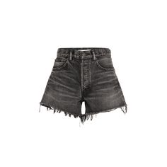 MOUSSY VINTAGE "Aristida" shorts featuring a frayed hem in faded black denim  Approx. 2.95" inseam High rise Five-pocket style Easy fit Button/zip fly; belt loops Cotton Machine wash cold, line dry Imported Edgy Washed Black Shorts With Frayed Hem, Washed Black Denim Cutoff Shorts, Distressed Washed Black Cutoff Jean Shorts, Edgy Washed Black Jean Shorts With Frayed Hem, Distressed Washed Black Shorts, Edgy Dark Wash Shorts With Frayed Hem, Washed Black Short Jeans With Frayed Hem, Short Washed Black Jeans With Frayed Hem, Grunge Style Washed Black Cutoff Shorts