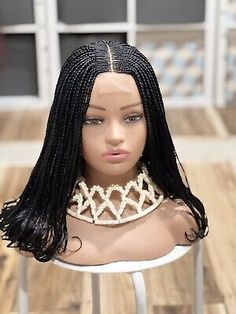 Braided Curvy Wig. Custom made.length Is 16inches. Ready To Ship. | eBay Mini Box Braids, Mini Braids, Gray Wig, Real Wigs, Individual Braids, Front Braids, Loose Braids, Grey Wig, Box Braid Wig