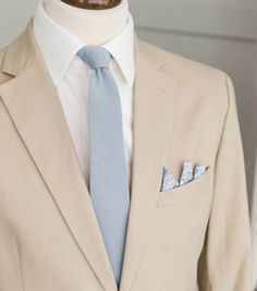 Shark Wedding, Tan Tux, Tan Suit Wedding, Khaki Wedding, Blue Groomsmen, Grooms Attire, Blue White Weddings, Cream Suit, Tan Wedding