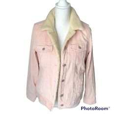 Nwot Women’s Size Xs Pink Corduroy Jacket With Fuzzy, Sherpa Lining. Very Cute! Pink Corduroy Jacket, Pink Peacoat, Sherpa Lined Jacket, 80s Jacket, Corduroy Coat, Pink Corduroy, Pink Coat, Navy Jackets, Pink Jacket