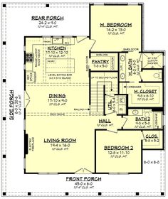 the floor plan for a two story house with an upstairs bedroom and living room area