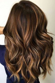 Caramel-Highlights-on-Natural-Dark-Hair Balayage Red, Fall Brunette, Balayage Caramel, Golden Brown Hair, Brown Hair Shades, Brown Ombre Hair, Color Balayage