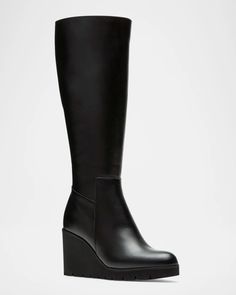 La Canadienne Goup Leather Wedge Tall Boots | Neiman Marcus Comfortable Wedges, Tall Leather Boots, Leather Wedges, Lug Sole, Tall Boots, Beauty Gift, Top Designers, Italian Leather, Wedge Heels