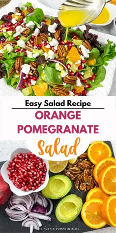 an easy salad recipe with oranges, pomegranate and avocado