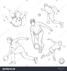 hand drawn bowling and bowling ball action poses stock photo royaltyvectors rh shutterstocker com