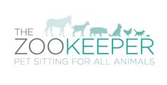 the zoo keeper pet sitting for all animals logo with silhouettes of dogs and cats