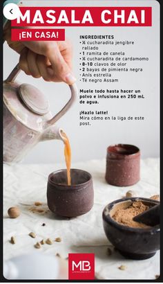 an advertisement for masala chai in spanish