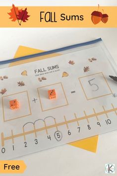 an image of fall suds on a table with leaves and numbers to print out