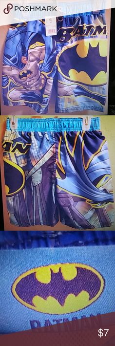 NWT boys Batman print swim trunks. Size 4/5, 6 / 7 New with tags. Boys Batman print swim trunks. Made of 100% polyester. Has elastic waistband, tie front, and has a mesh lining. New with tags in mint wearable condition. Sizes 4/5, and 6/7. Batman Swim Swim Trunks Fun Blue Bottoms For Playwear, Blue Bottoms For Playtime, Machine Washable, Blue Bottoms For Playwear, Machine Washable, Blue Playwear Bottoms Machine Washable, Sporty Blue Bottoms For Playtime, Batman Blue, Batman Kids, Swim Swim, Printed Swim