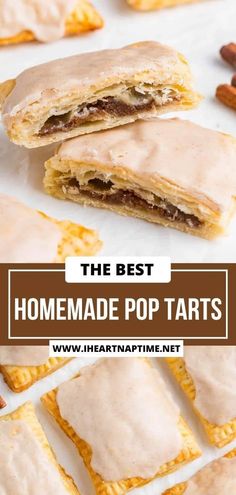 the best homemade pop tarts with almonds and icing on top in front of them