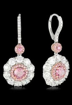 Hardy Brothers, Cluster Design, Diamond Earring, Party Earrings, Cz Jewelry, Earring Crafts, Diamond Set, Fine Earrings, Pink Diamond