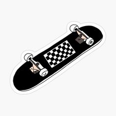 a black and white skateboard with checkered design