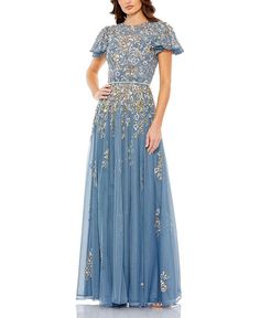 Mac Duggal Embellished Butterfly Sleeve High Neck Gown Women - Bloomingdale's Luxury Embellished Mother Of The Bride Dress For Gala, Luxury Evening Dress With Intricate Embroidery For Gala, Luxury Embellished Mother Of The Bride Dress, Blue Embellished Evening Dress For Reception, Embellished Blue Evening Dress For Reception, Elegant Evening Dress With Intricate Embroidery For Reception, Elegant Blue Gown With Intricate Embroidery, Elegant Embroidered Evening Dress For Reception, Blue Gown With Intricate Embroidery For Gala