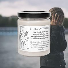 💔 Immerse yourself in the poignant narrative of The Three of Swords with our spell candle, intricately designed to guide you through the tumultuous energies of heartbreak, pain, and emotional upheaval. 🕯️✨ Embrace the cathartic process of facing difficult truths as you navigate the depths of emotional turmoil and emerge resilient on your journey toward healing and self-discovery. 💔🌌 Specifications: Size: 9oz glass jar Dimensions: 2.8" × 3.5" (7.1cm × 8.8cm) Burning Time: 50-60 hours Materials: Wax: 100% natural soy wax blend Wick: 100% cotton Heartbreak, Grief, Pain, Betrayal, Suffering, Emotional Upheaval, Loss, Disappointment, Separation, Sadness, Unpleasant Truths, Healing, Release The Three of Swords depicts a moment of emotional turmoil and heartbreak. It symbolizes grief, pain, a Tarot Three Of Swords, Three Of Swords, Swords Tarot, Spell Candle, Candle Spells, Tarot Card, Etsy Candles, Natural Soy Wax, Fragrance Candle