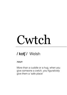 the words, cwtch are written in black and white on a white background