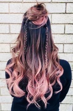 Pink And Brown Layered Hair, Gradient Hair Color Brown, Colourful Ombre Hair, Hair Colour Trends 2023 Short Hair, Dark Long Hair Color Ideas, Vivid Hair Color Ideas For Brunettes, Dark Ombre, Pink Ombre Hair