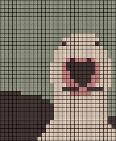 a cross stitch pattern with a panda bear on it's face and the background is green