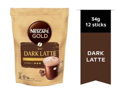 a bag of dark latte coffee next to the package