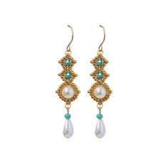 These earrings are not just accessories, they are a statement of style and elegance. Whether you're dressing up for a formal event or dressing down for a casual day out, these earrings will complement your look perfectly. Indulge in the beauty of handmade accessories and make your style stand out with these unique earrings. PRODUCT DETAILS: - Handmade with Gold color seed beads, Swarovski Pearls, Jade Crystal Beads, and 14k Gold-filled ear-wire - Unique Delicate Seed Bead Design - Perfect as a D Elegant Dangle Beaded Earrings With Spacer Beads, Elegant Beaded Earrings With Bead Caps For Wedding, Elegant Bead Caps Drop Earrings Jewelry, Elegant Drop Earrings Jewelry With Bead Caps, Elegant Drop Earrings With Bead Caps, Elegant Beaded Earrings With Bead Caps, Elegant Dangle Earrings With Spacer Beads, Elegant Gold Beaded Earrings With Spacer Beads, Hard Jewelry