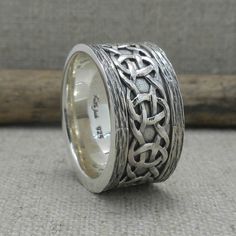 Sterling Silver Celtic Weave Scavaig Wedding Ring Band with | Etsy Branch Wedding Band, Bark Edge, Celtic Weave, Celtic Wedding Rings, Celtic Wedding, Celtic Jewelry, Dream Board, Stainless Steel Rings, Ring Band