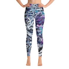 Super soft, stretchy, and comfortable yoga leggings. Order these to make sure your next yoga session is the best one ever! Title of Art:  Looking Into The Night Featuring the unique abstract art of Ellen Palestrant and ONLY available here at her online Etsy store. (NOT available as an Ellen Palestrant AUTHENTIC product if found available through any other online retailer or a brick & mortar store.) All rights reserved. 2022. * 82% polyester, 18% spandex * Four-way stretch, which means fabric str Dressy Leggings, Blue Tights, Yoga Tights, Printed Yoga Leggings, Yoga Pants Women, Blue Leggings, Leggings Casual, Legging Outfits, Plus Size Leggings