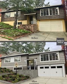 before and after photos of a house in the same color as it appears on this real estate