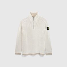 100% Virgin Wool Unlined Rib knit Stripe detail High neck Front zip closure Long sleeves Straight hem Stone Island Compass logo badge at the left sleeve Compass Logo, Van Accessories, Logo Badge, Half Zip Sweaters, Active Shorts, Knitwear Cardigan, Pant Shirt, Stone Island, Zip Sweater