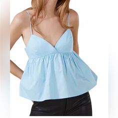 Net Tags Stunning Tie Back . M Pit To Pit 15” Back Stretches To 18” . Light Blue Camisole Tops For Spring, Blue Spring Camisole Top, Blue Camisole Top For Spring, Chic Blue Camisole Top, Blue Spaghetti Strap Top For Spring, Blue Cami Top For Spring, Chic Blue Cami Top, Chic Blue Tops With Spaghetti Straps, Chic Blue Spaghetti Strap Top