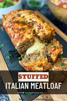 Meatloaf cut into sliced filled with melted cheese. Italian Style Meatloaf, Tasty Meatloaf Recipe