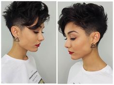 Very Short Bangs, Brunette Pixie, Cute Pixie Cuts, Pixie Cut With Bangs, Curly Pixie Cuts, Short Brown Hair, Curly Pixie, Short Pixie Cut, Haircuts For Fine Hair